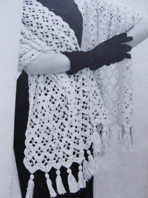 Instant Download Pattern 1950s Beautiful Lace Stole Wrap PDF Crochet Pattern