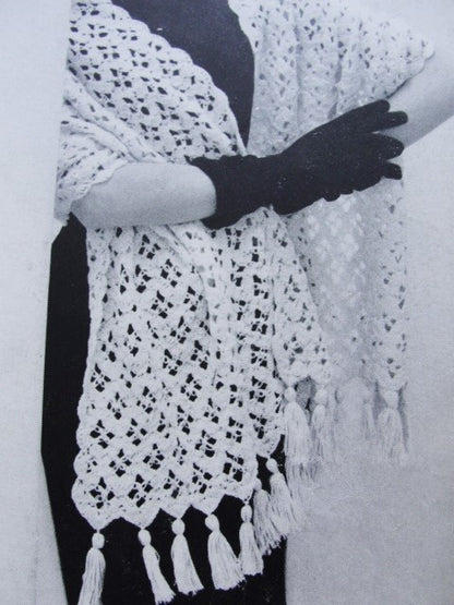 Instant Download Pattern 1950s Beautiful Lace Stole Wrap PDF Crochet Pattern