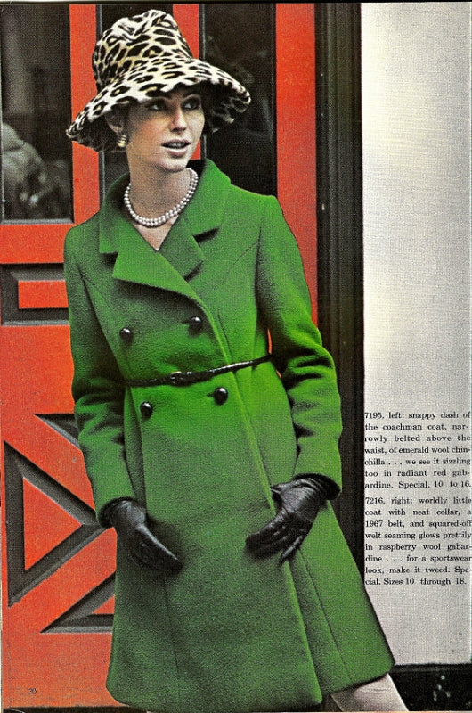 1960s Mod Snappy Coachman Style Coat Pattern Semi Fitted Double Breasted Vogue Special Design 7195 Vintage Sewing Pattern Bust 32