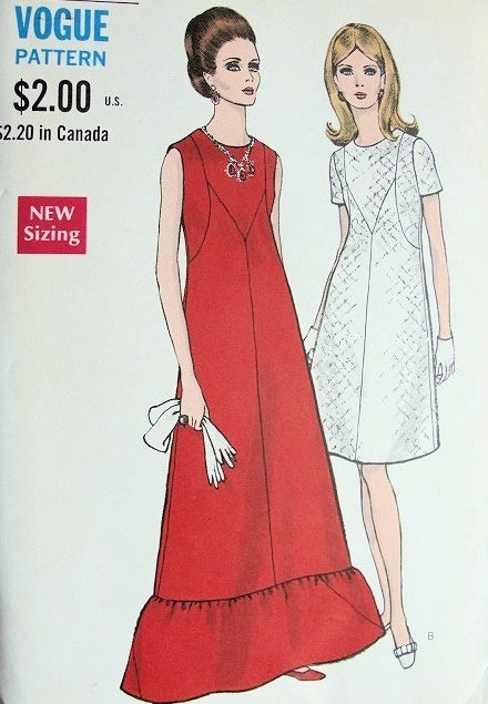 1960s MOD EVENING GOWN DRESS PATTERN VOGUE 7443