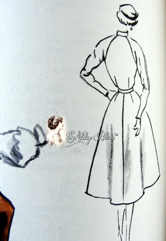 1950s Striking Coat Dress Pattern Unique Notched Neckline Front Button Flared Skirt Vogue 7504 Vintage Sewing Pattern Bust 32 Factory Folded