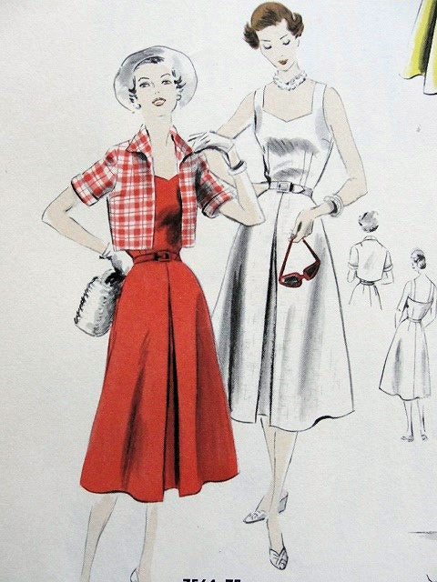 1950s Lovely Dress and Jacket Pattern EASY TO MAKE Vogue 7564 Vintage Sewing Pattern Bust 32 FACTORY FOLDED