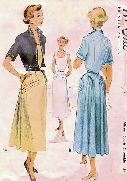 Late 1940s FABULOUS Dress and Jacket Pattern McCALL 7581 Figure Flattering Design Bust 32 Vintage Sewing Pattern