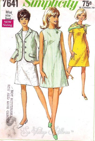 1960s MOD 4-H ALine Dress and Jacket Vintage Sewing Pattern Simplicity 7641 UNCUT Several Sizes Available