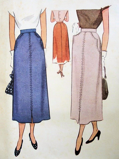1940S MCCALL 7642 Vintage sewing Pattern SLIM SKIRT  Classic Design