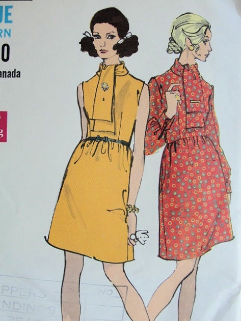 1960s Mod Dress Pattern VOGUE 7661 Cute Style Bust 32.5 Vintage Sewing Pattern