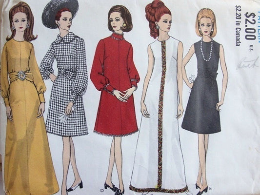 1960s CLASSY Day or Evening Dress Pattern VOGUE 7688 Five Style Versions, Bust 43 Vintage Sewing Pattern