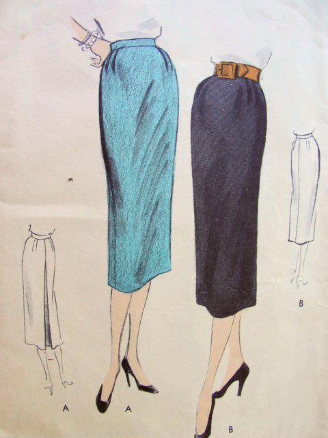 1950s SLIM SKIRT PATTERN 2 BACK VERSIONS, EASY TO MAKE VOGUE PATTERNS 7752