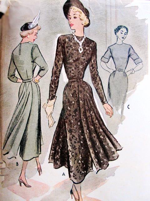 Late 1940s GORGEOUS Dress Pattern McCALL 7794 Stylish Design, Unique Front and Back Panels, Daytime or Dinner Dress, Bust 34 Vintage Sewing Pattern
