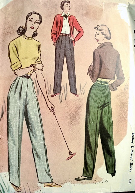 1940s KATE HEPBURN STYLE PANTS SLACKS PATTERN McCALL 7804 Vintage Sewing Pattern