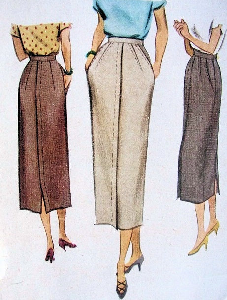 1940s Slim Skirt Pattern McCall 7836 Classy Style Lovely Details Waist 28 Vintage Sewing Pattern
