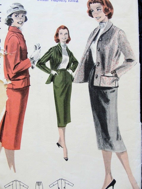 1950s CLASSIC Slim Skirt Suit Pattern BUTTERICK 7901 Great Jacket Style Bust 34 Vintage Sewing Pattern