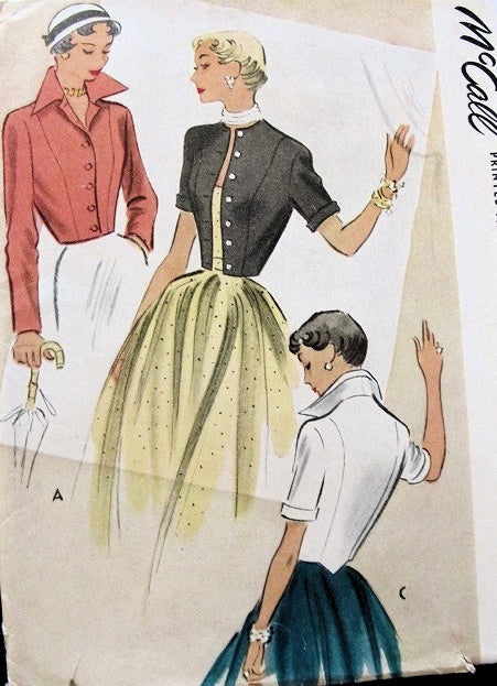 1950 BEAUTIFUL Fitted Bolero Jacket Coat Pattern McCALL 8025 Dramatic Wing Collar or Jewel Neckline, Fabulous Design, Bust 32 Vintage Sewing Pattern