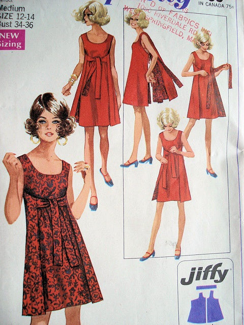 1960s WALKAWAY Reversible Dress Pattern SIMPLICITY 8125 Jiffy Easy To Sew Wrap Dress Size Large Bust 38-40 Vintage Sewing Pattern