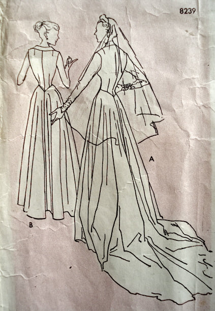 1950s BEAUTIFUL WEDDING GOWN BRIDAL DRESS PATTERN  SIMPLICITY DESIGNER 8239