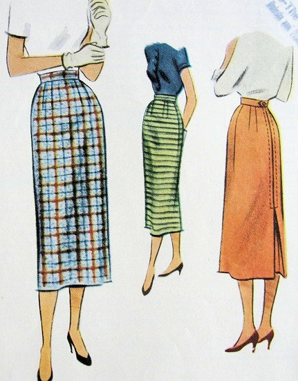 1950s CLASSY Slim Pencil skirt Pattern McCALL 8258 Waist Size 26 Vintage Sewing Pattern