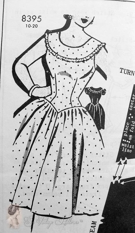 1950s Lovely Full Skirted Dress Pattern Figure Molding Bodice Patt-O-Rama 8395 Bust 30