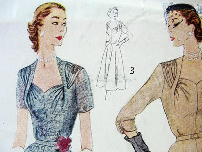 1950s STUNNING Evening Gown Cocktail Party Dress Pattern  SIMPLICITY 8438 Draped Sweetheart Neckline Evening or Cocktail Length Bust 34 Vintage Sewing Pattern