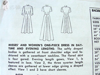 1950s STUNNING Evening Gown Cocktail Party Dress Pattern  SIMPLICITY 8438 Draped Sweetheart Neckline Evening or Cocktail Length Bust 34 Vintage Sewing Pattern