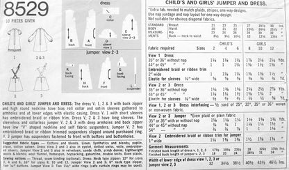1960s  CUTE Toddler Girls Dress and V Neck Jumper SIMPLICITY 8529 Size 2 Vintage Sewing Pattern UNCUT