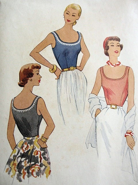 1950s LOVELY Scoop Neck Blouse Pattern McCalls 8535 Daytime or Evening Tops, Bust 34 Vintage Sewing Pattern
