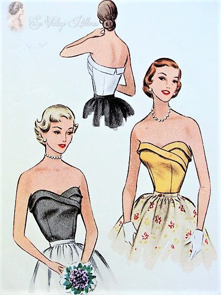 1950s GORGEOUS Bombshell Strapless Bodice Blouse Pattern McCALLS 8553 Sweetheart Curved Neckline Evening Bodice Bust 32 Vintage Sewing Pattern