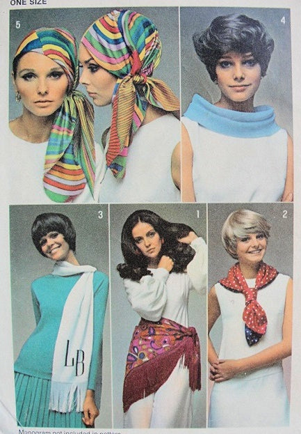 1960s Mod Hat and Set of Scarfs Pattern SIMPLICITY 8562 Very GUCCI Style Vintage Sewing Pattern FACTORY FOLDED