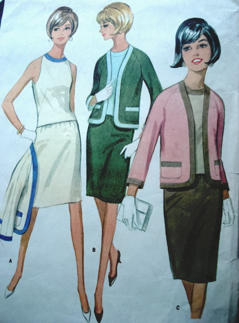 1960s SLIM SKIRTED 3 PC SUIT PATTERN McCALLS 8600