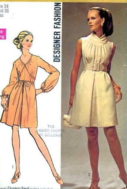 1960s Striking Dress Pattern Day or Evening Simplicity Designer 8648 Two Lovely Styles Vintage Sewing Pattern