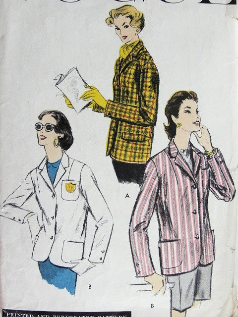 1950s BLAZER JACKET PATTERN CLASSIC STYLE VOGUE PATTERNS 8954