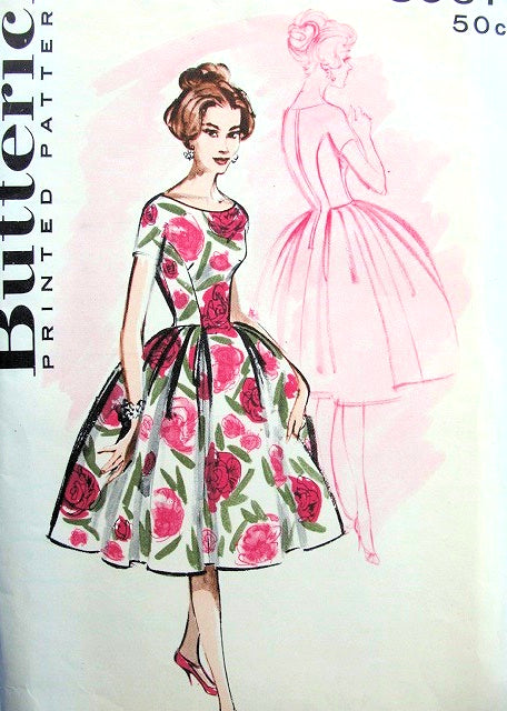1950s GORGEOUS Evening Cocktail Party Dress Pattern BUTTERICK 8967 Princess Panelled Dress Bust 34 Vintage Sewing Pattern FACTORY FOLDED