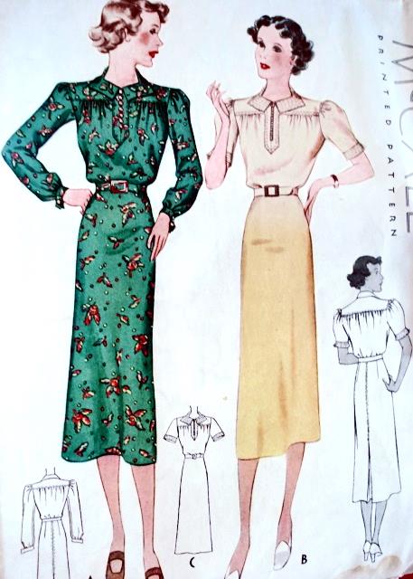 1930s Dress Pattern  McCall 9205 Vintage Sewing Pattern Bust 34