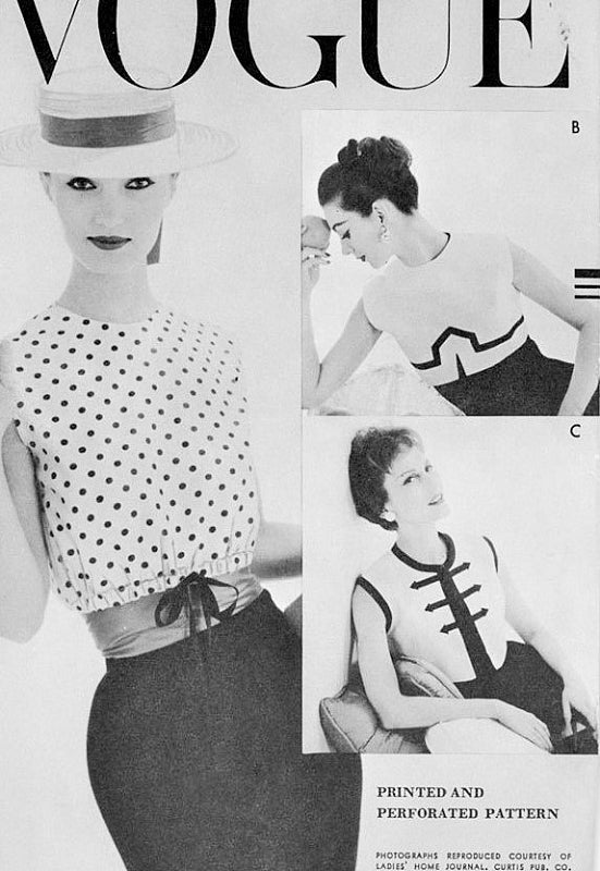 Rare 1950s Vogue 9245 Blouse Pattern Three Unique Styles Overblouses Crop Top Vintage Sewing Pattern