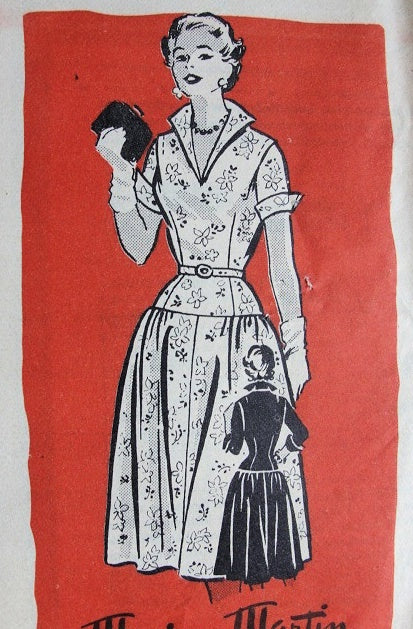1950s DROP WAIST, WING COLLAR DRESS PATTERN MARIAN MARTIN 9257