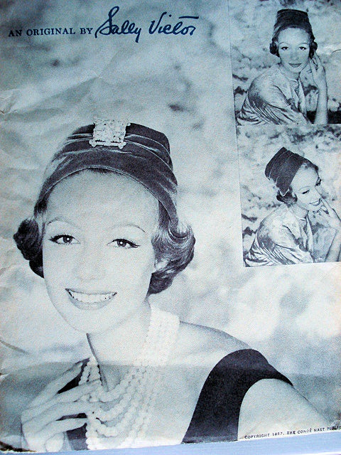 1950s DRAPED HAT PATTERN SALLY VICTOR DESIGNER VOGUE 9327