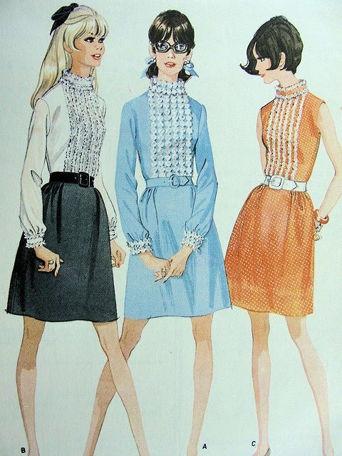 1960s PRETTY DRESS PATTERN RUFFLED FRONT MINI McCALLS 9363