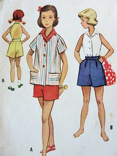 1950S CUTE Little Girls Blouse Shirt and Shorts Pattern McCALLS  9383 Size 4 Childrens Vintage Sewing Pattern
