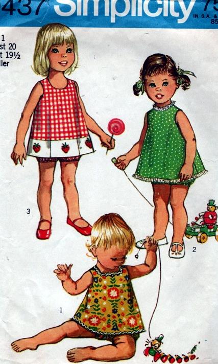 Vintage Toddlers Girls Cute Top 3 Necklines and Bloomers Pattern Sweet Styles Simplicity 9437 Vintage Sewing Pattern UNCUT FACTORY FOLDED