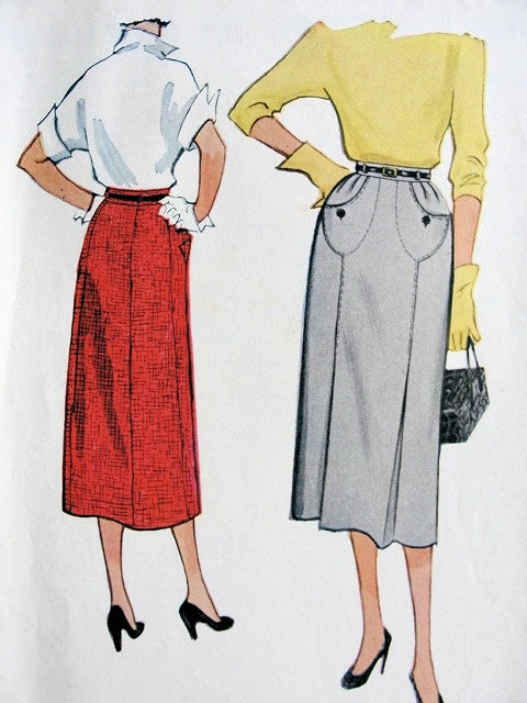 1950s SLIM SKIRT PATTERN UNIQUE FRONT POCKETS McCALLS 9589 VINTAGE SEWING PATTERNS