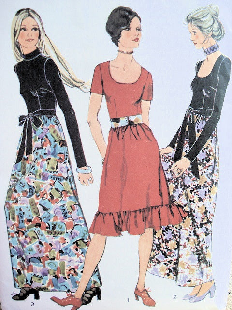 1970s LOVELY EVENING DRESS PATTERN 2 LENGTHS, NECKLINES SIMPLICITY 9602