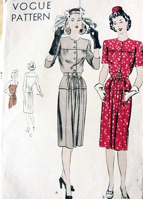 1940s DRESS PATTERN  EASY TO MAKE VOGUE 9612