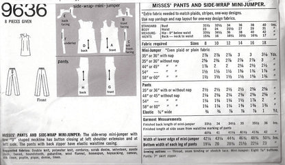 1970s Mini Side Wrap Dress Jumper or Tunic With Pants Pattern Cute Style Simplicity 9636 Vintage Sewing Pattern UNCUT Bust 36 & 38