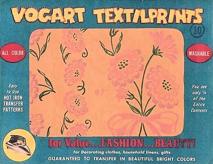 VINTAGE VOGART IRON ON TRANSFERS PINK FLORAL BOUQUETS NEVER USED
