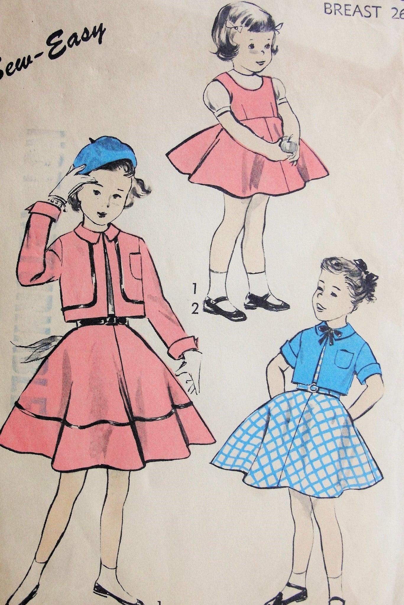 1950s CUTE Vintage Childs Dress and Bolero Advance 6342 Chest 26 Sewing Pattern