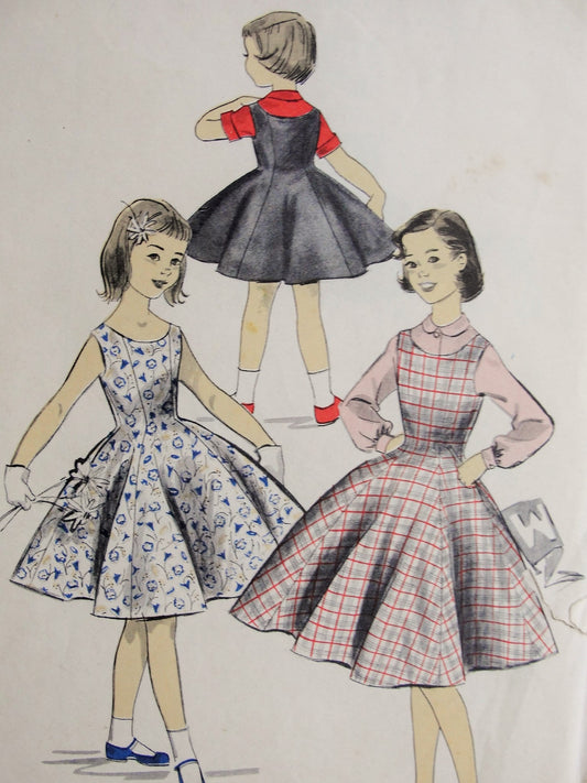 Vintage 1950s PRETTY Childs Blouse and Jumper or Dress Advance 8102 Chest 26 Sewing Pattern