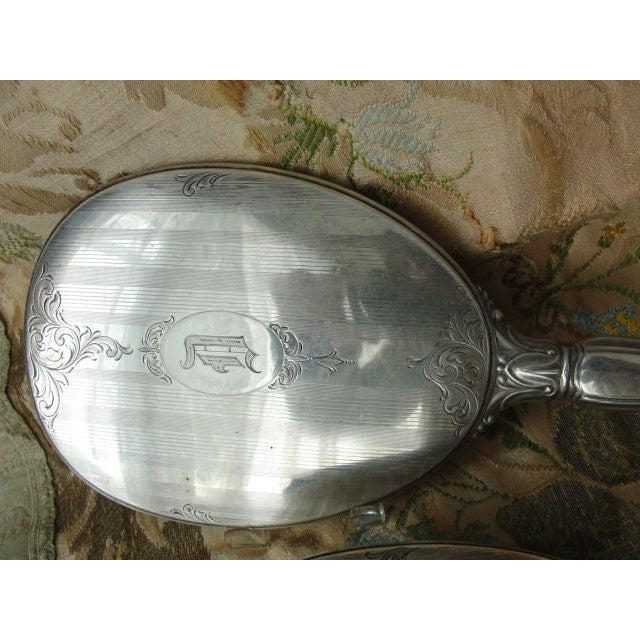 ELEGANT Antique Birks Sterling Silver Vanity Set,Hand Mirror and Brush,Monogram D,Lovely Engraving, Perfect Gift or Add To Silver Collection