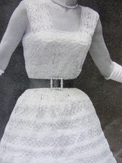 INSTANT PDF PATTERN 1950s Vintage Crochet Pattern  Beautiful Lacy Dress Parisien Lace Suitable As Wedding Dress