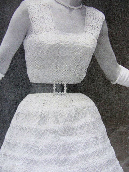 INSTANT PDF PATTERN 1950s Vintage Crochet Pattern  Beautiful Lacy Dress Parisien Lace Suitable As Wedding Dress