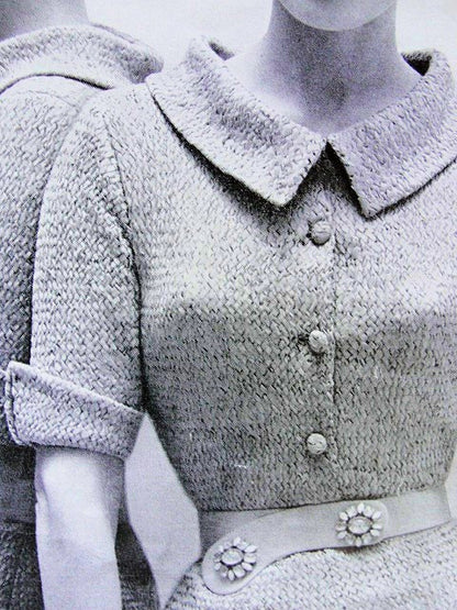 INSTANT PDF 1950s Vintage Ribbon Knitting Pattern Figure Show Off Knit Dress Stand Up Collar Retro Style