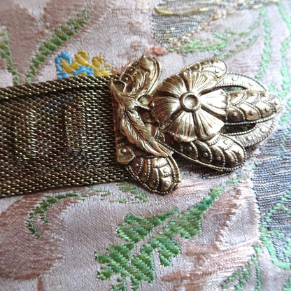BEAUTIFUL Unique Antique Belt Buckle, Ornate Double Dress Buckle, Gold Tone Metal, Stunning Dress Buckle, Statement Vintage Buckles